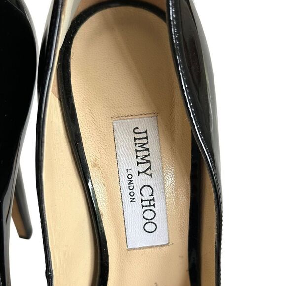 Jimmy Choo Shoe Peep Toe Platform Patent Leather Pump High Heels - Picture 6 of 10